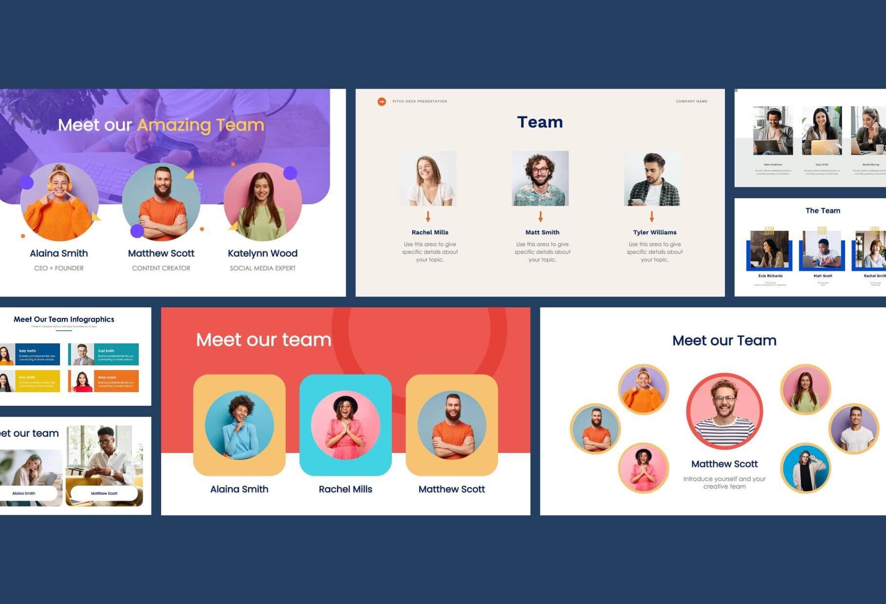 Meet The Team Free Template Ppt