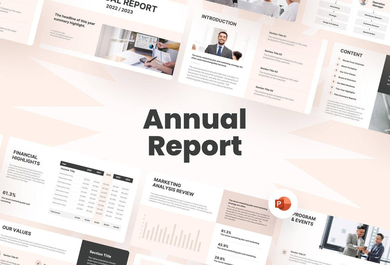 Annual-Report-Deck Slides Light Pink Dark Gray Professional Presentation Annual Report Template S12202201 powerpoint-template keynote-template google-slides-template infographic-template