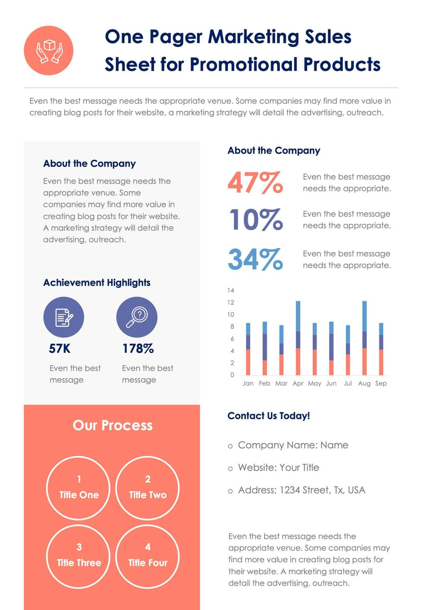 One Pager Marketing Sales Sheet for Promotional Products Document