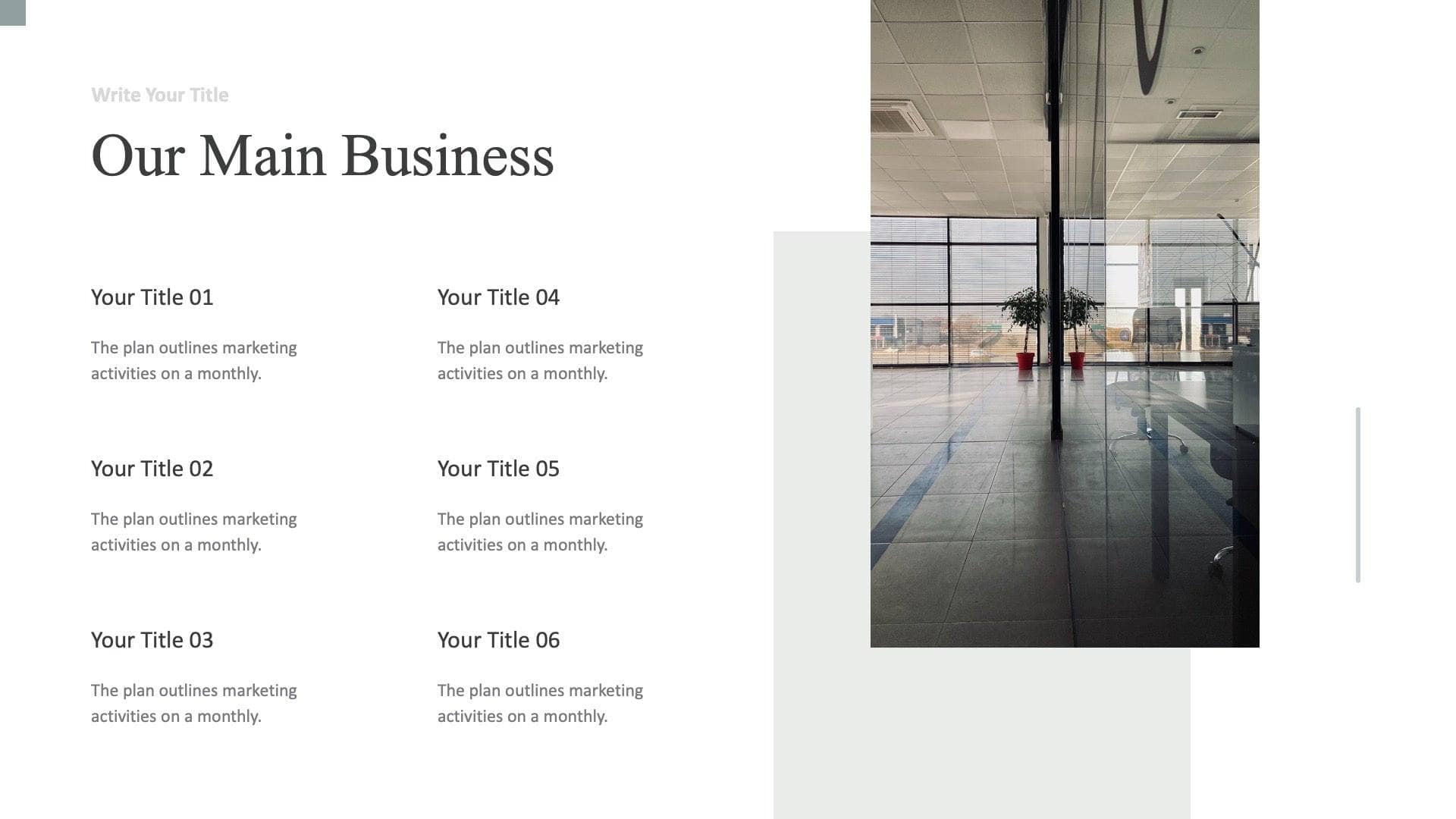 Our Main Business Opal Blue White Slide Template S04242301 Infografolio