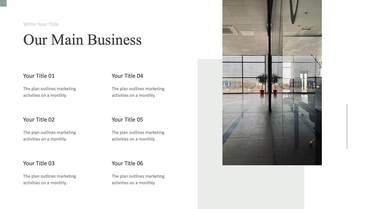 Our Main Business Opal Blue White Slide Template S04242301 Infografolio