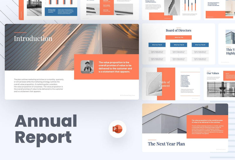 Annual-Report-Deck Slides Royal Blue Ceil Simple and Clean Presentation Annual Report Template S04282301 powerpoint-template keynote-template google-slides-template infographic-template