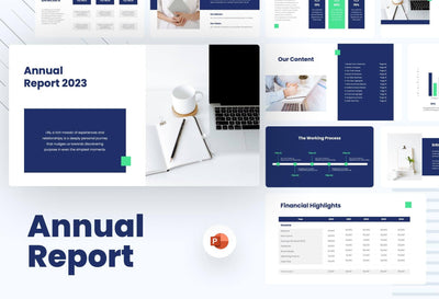 Annual-Report-Presentation-Template Slides Blue Neon Green Simple and Professional Presentation Annual Report Template S06262301 powerpoint-template keynote-template google-slides-template infographic-template