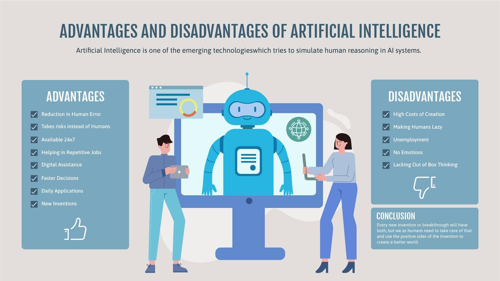 Advantages and Disadvantages of Artificial Intelligence Infographic Te ...