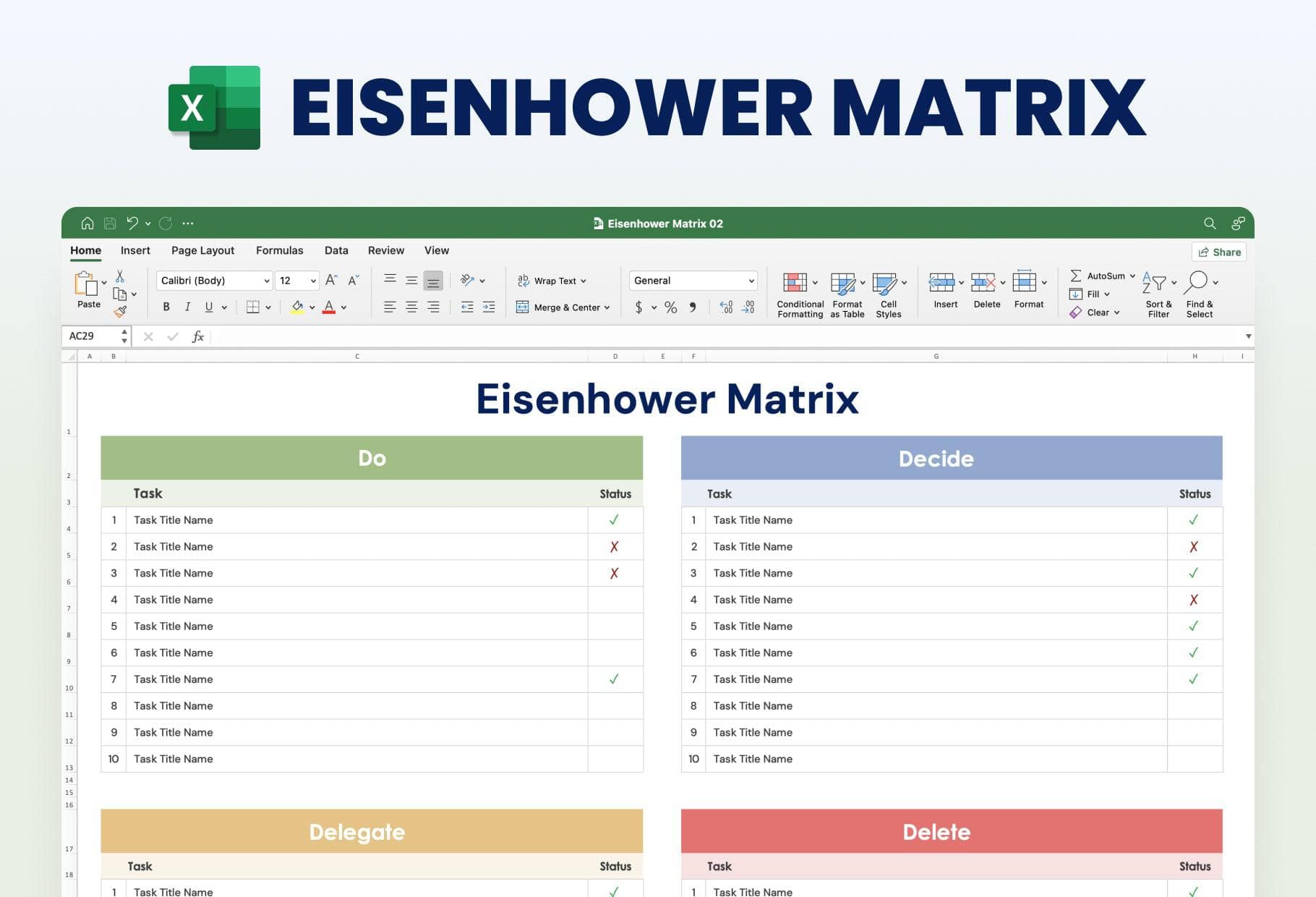 Matrix Template Excel