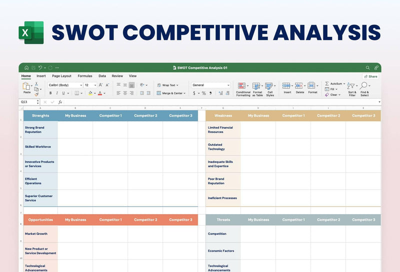 SWOT Analysis Excel Template S08032301 | Infografolio