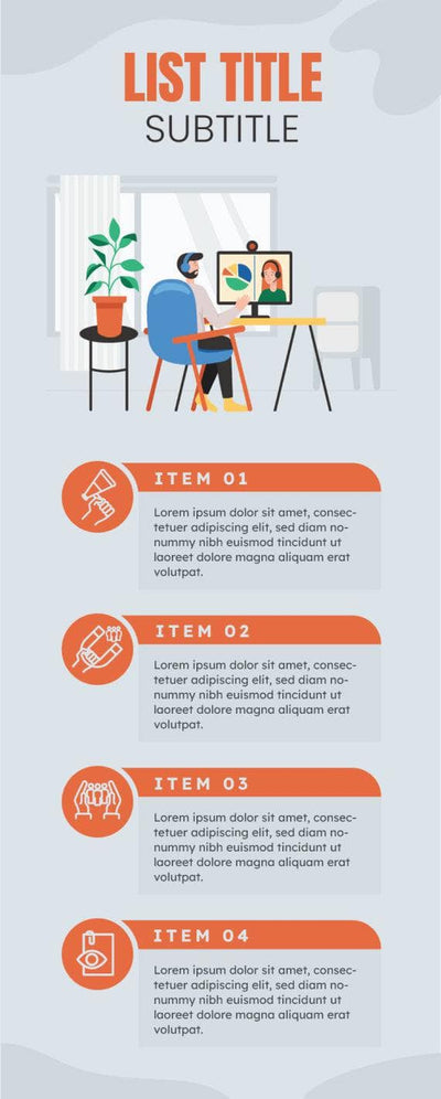List-Infographics Infographics Gray and Orange List Infographic Template powerpoint-template keynote-template google-slides-template infographic-template