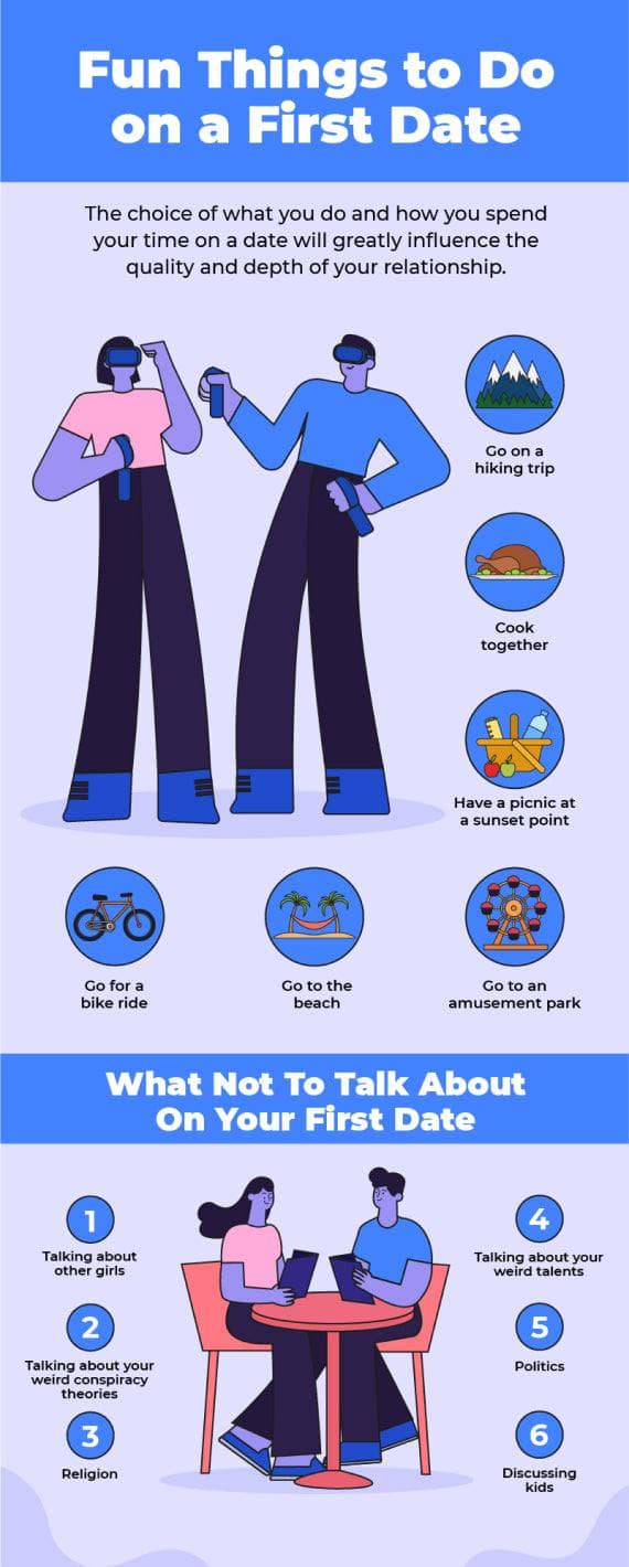 Blue Fun Things to Do on a First Date Marriage Infographic Template ...