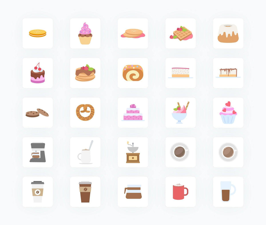 Accounting-Flat-Vector-Icons Icons Coffee Donuts and Cakes Items Flat Vector Icons S02142201 powerpoint-template keynote-template google-slides-template infographic-template