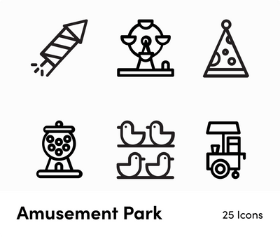 Amusement Park-Outline-Vector-Icons Icons Amusement Park Outline Vector Icons S12172101 powerpoint-template keynote-template google-slides-template infographic-template