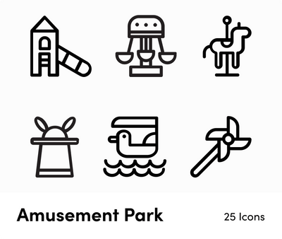 Amusement Park-Outline-Vector-Icons Icons Amusement Park Outline Vector Icons S12172102 powerpoint-template keynote-template google-slides-template infographic-template