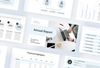 Annual-Report-Deck Slides Indigo White Minimal and Clean Presentation Annual Report Template S12092201 powerpoint-template keynote-template google-slides-template infographic-template