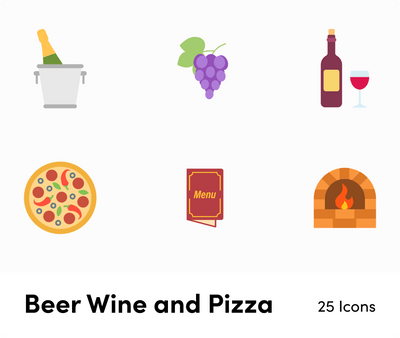 Beer Wine and Pizza-Flat-Vector-Icons Icons Beer Wine and Pizza Flat Vector Icons S12092102 powerpoint-template keynote-template google-slides-template infographic-template