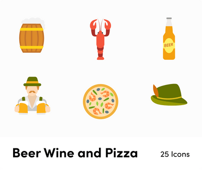 Beer Wine and Pizza-Flat-Vector-Icons Icons Beer Wine and Pizza Flat Vector Icons S12092103 powerpoint-template keynote-template google-slides-template infographic-template