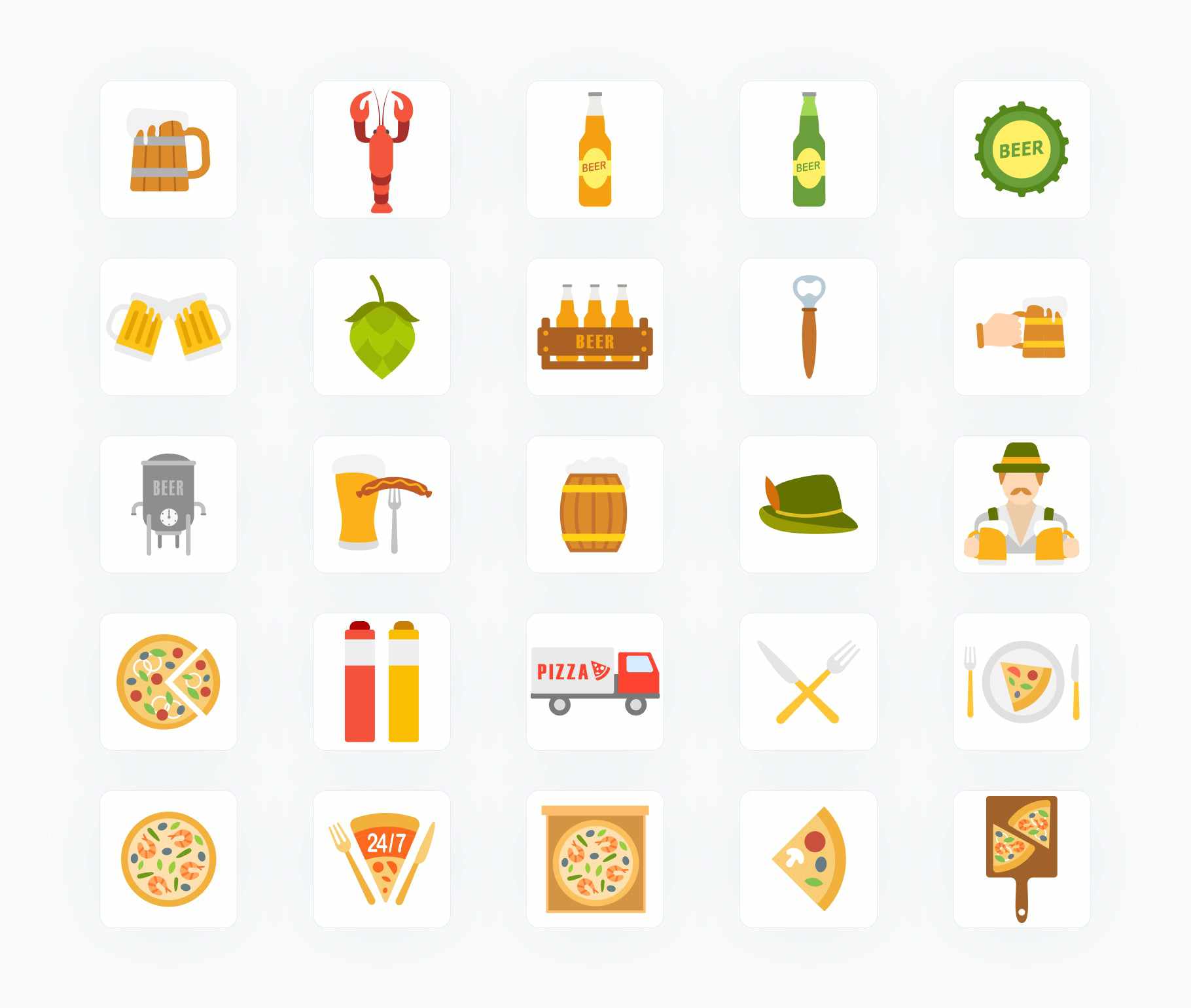 Beer Wine and Pizza-Flat-Vector-Icons Icons Beer Wine and Pizza Flat Vector Icons S12092103 powerpoint-template keynote-template google-slides-template infographic-template