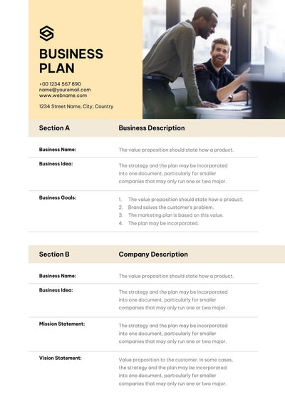 Business-Plan-Templates Documents Beige and Yellow Business Plan Template S01022301 powerpoint-template keynote-template google-slides-template infographic-template