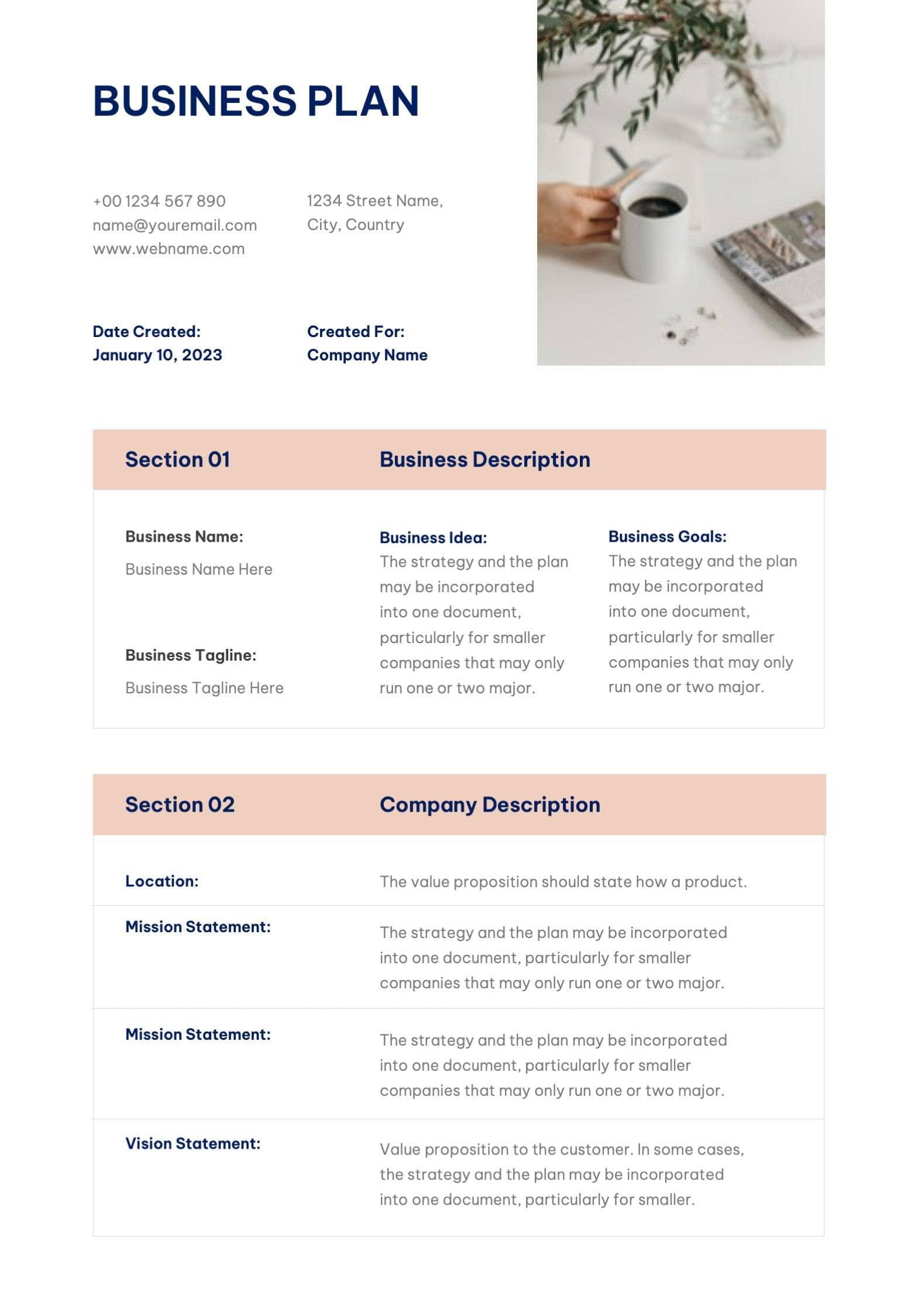 Business Plan Template S09082214 | Infografolio