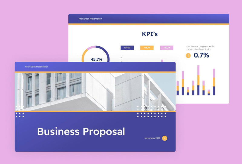 Business-Proposal-Deck Slides Violet and Yellow Simple and Professional Presentation Business Proposal Template S10102201 powerpoint-template keynote-template google-slides-template infographic-template