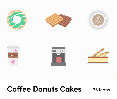 Coffee-Donuts-Cakes-Flat-Vector-Icons Icons Coffee Donuts and Cakes Items Flat Vector Icons S02142203 powerpoint-template keynote-template google-slides-template infographic-template