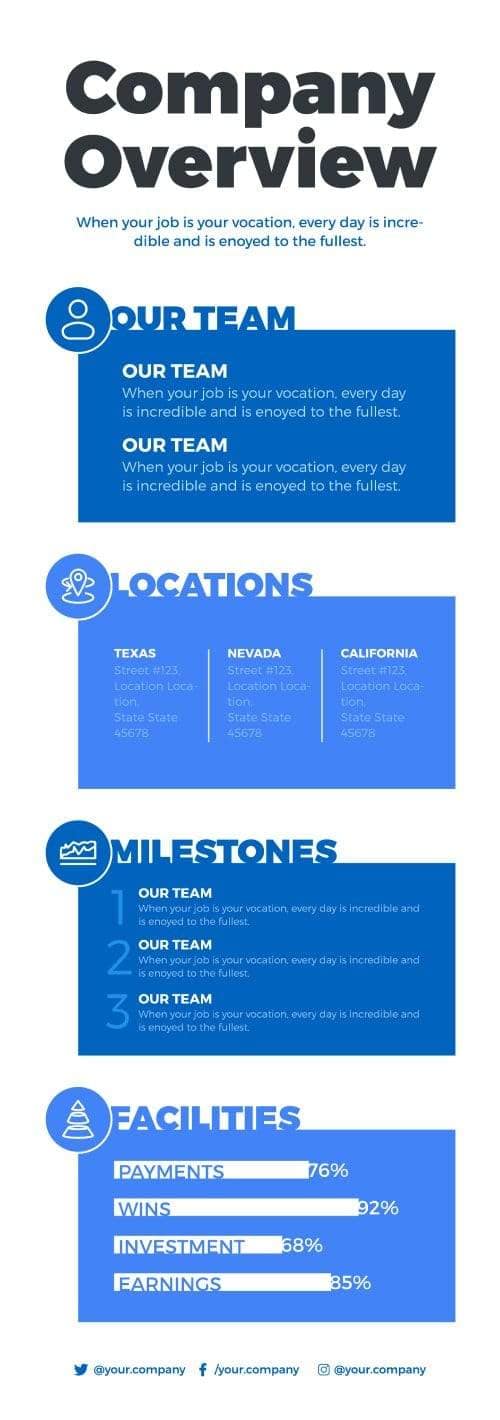 Four Sections Company Overview Infographic Template – Infografolio