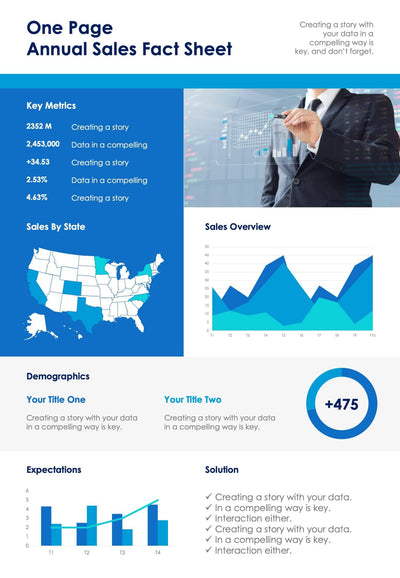 Company-Overview-Infographics Infographics White and Blue Annual Sales Fact Sheet One Page Summary Report Document powerpoint-template keynote-template google-slides-template infographic-template
