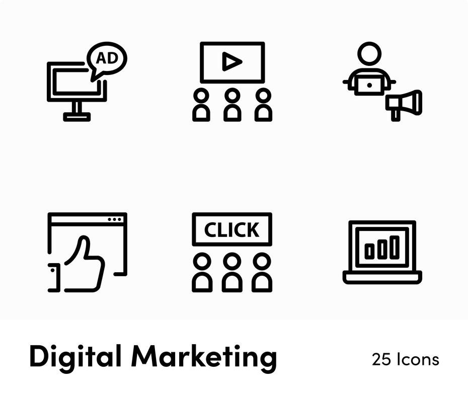 digital marketing icon in white