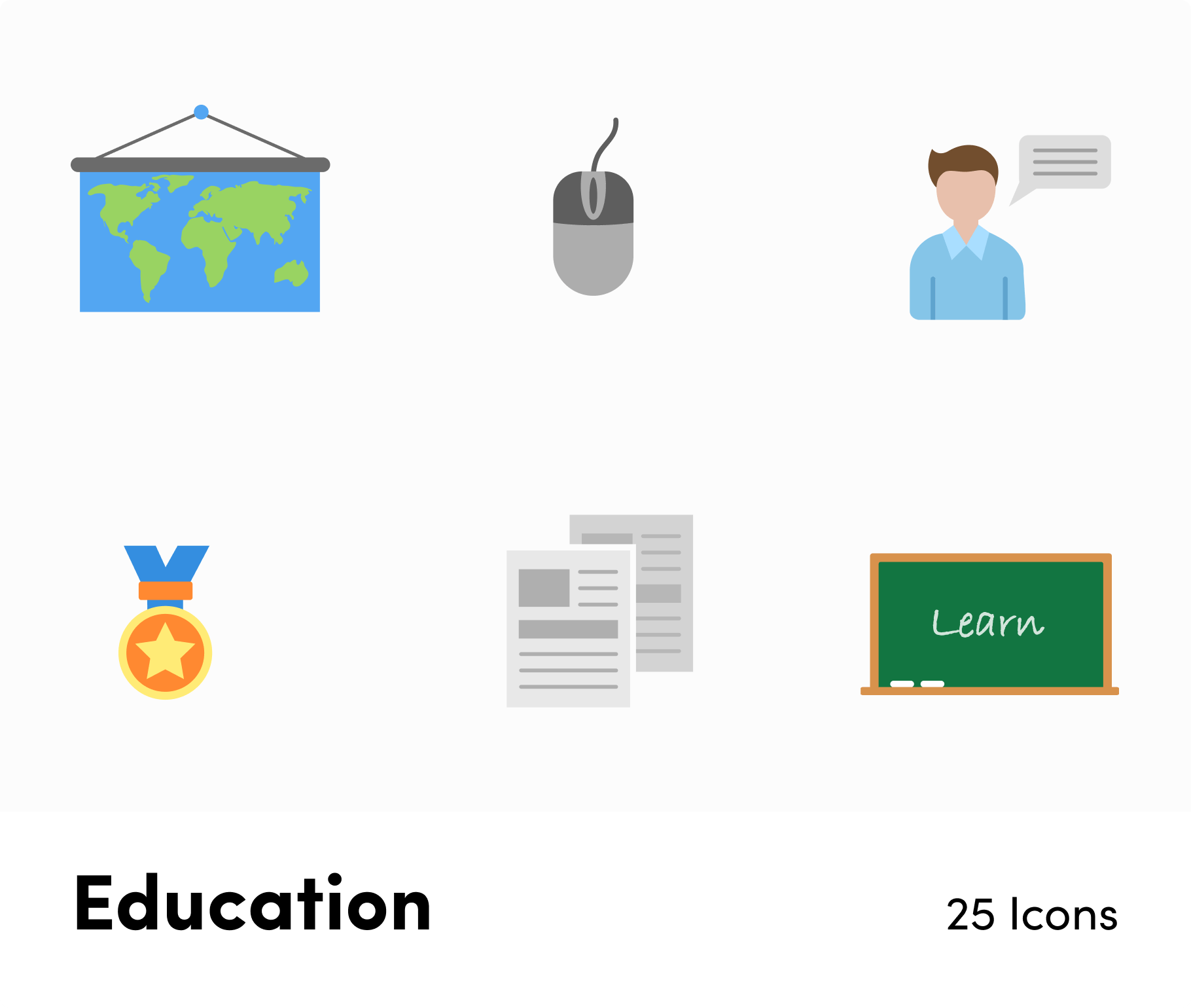 Education Flat Vector Icons S11292104-Icons-Education-Flat-Vector-Icons-Powerpoint-Keynote-Google-Slides-Adobe-Illustrator-Infografolio
