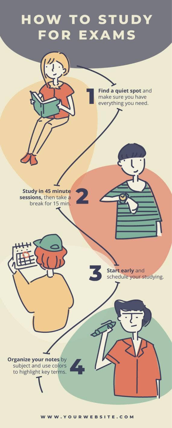 How to Study for Exams Education Infographic Template | Infografolio