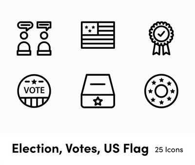 Election Votes US Flag-Outline-Vector-Icons Icons Election Votes US Flag Outline Vector Icons S12172101 powerpoint-template keynote-template google-slides-template infographic-template