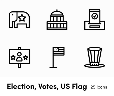 Election Votes US Flag-Outline-Vector-Icons Icons Election Votes US Flag Outline Vector Icons S12172102 powerpoint-template keynote-template google-slides-template infographic-template
