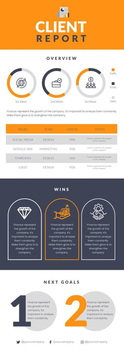 Finance-Infographics Infographics Orange Client Report Finance Infographic Template powerpoint-template keynote-template google-slides-template infographic-template