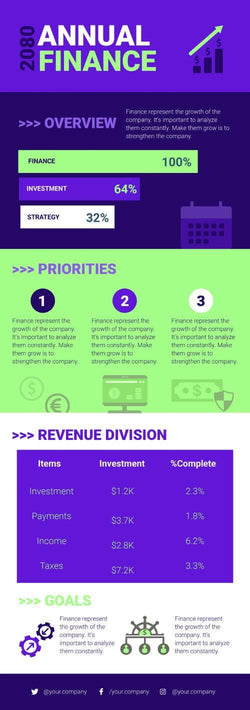Finance-Infographics Infographics Violet and Green Annual Finance Infographic Template powerpoint-template keynote-template google-slides-template infographic-template