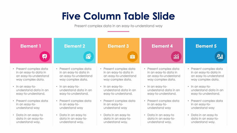 Five Column Table Slides – Infografolio