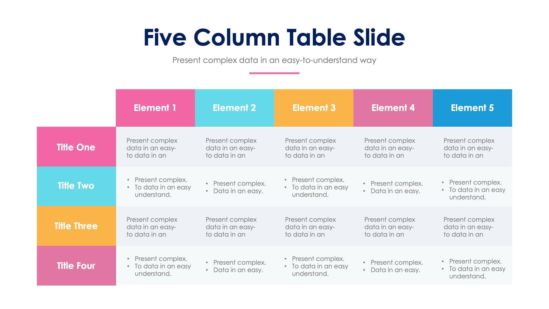 Five Column Table Slide Infographic Template S12232109 | Infografolio