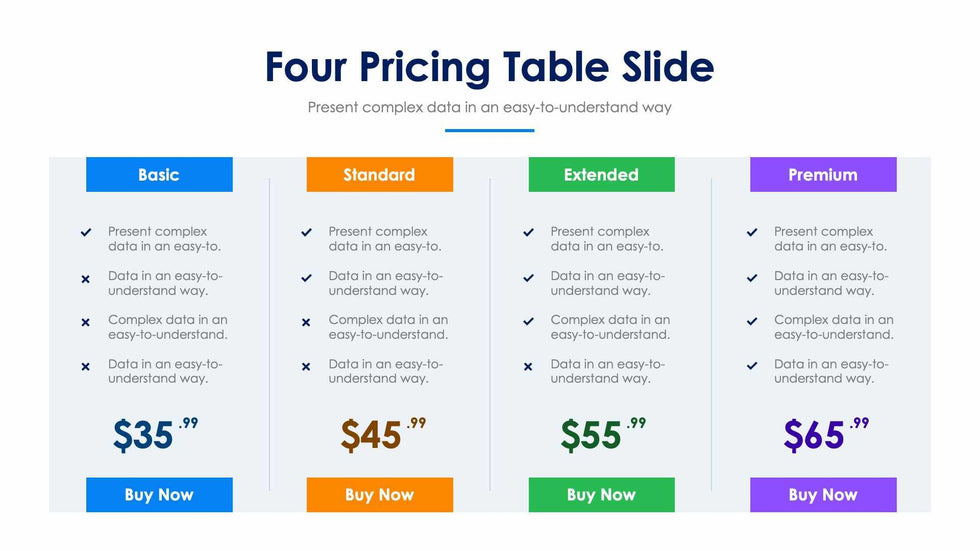 Four Pricing Table-Slides Slides Four Pricing Table Slide Infographic Template S12152105 powerpoint-template keynote-template google-slides-template infographic-template