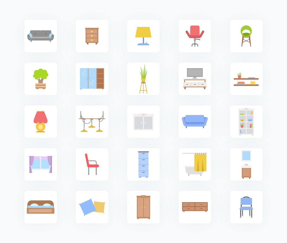 Furniture-Flat-Vector-Icons Icons Furniture Flat Vector Icons S01192201 powerpoint-template keynote-template google-slides-template infographic-template