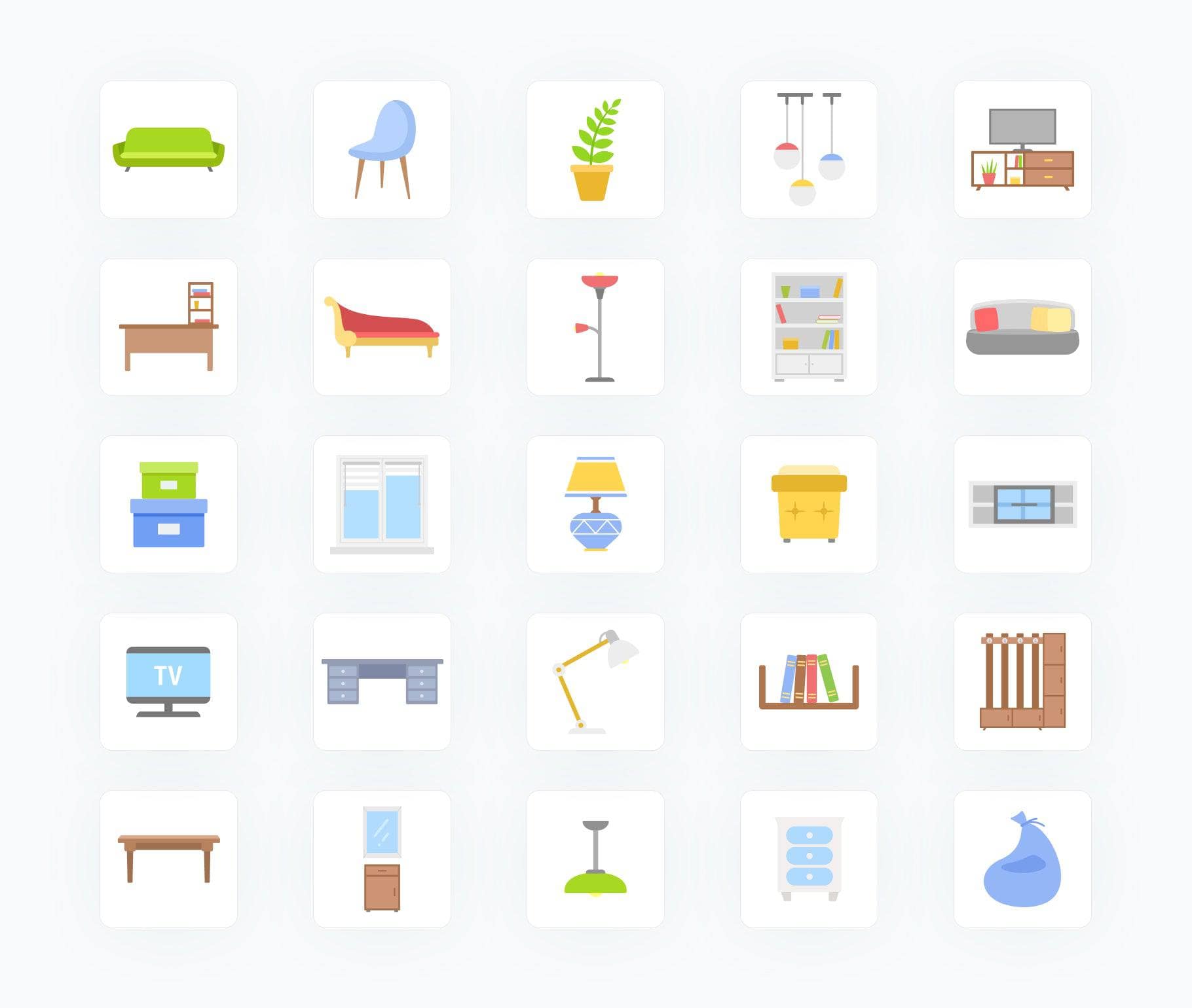 Furniture-Flat-Vector-Icons Icons Furniture Flat Vector Icons S01192203 powerpoint-template keynote-template google-slides-template infographic-template
