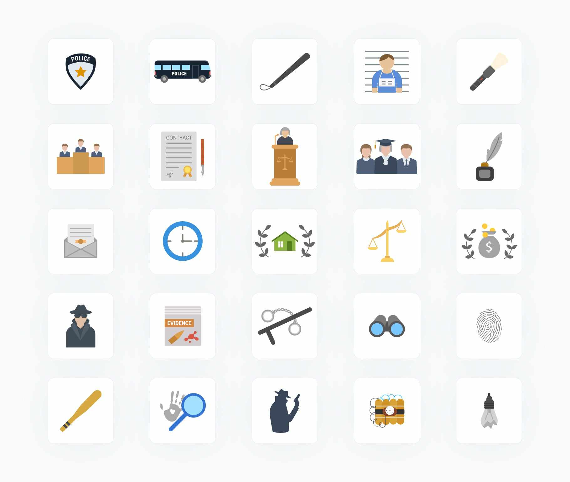 Law and Justice-Flat-Vector-Icons Icons Law and Justice Flat Vector Icons S12082104 powerpoint-template keynote-template google-slides-template infographic-template