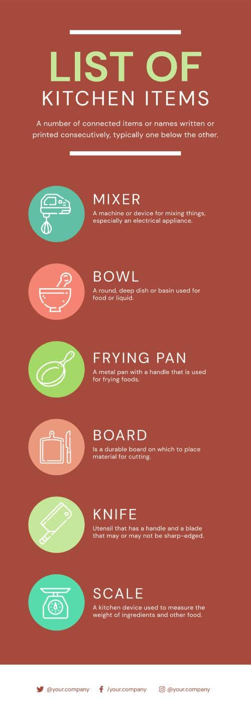 Kitchen Items Infographic Template