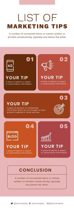 List-Infographics Infographics List of Marketing Tips Infographic Template powerpoint-template keynote-template google-slides-template infographic-template