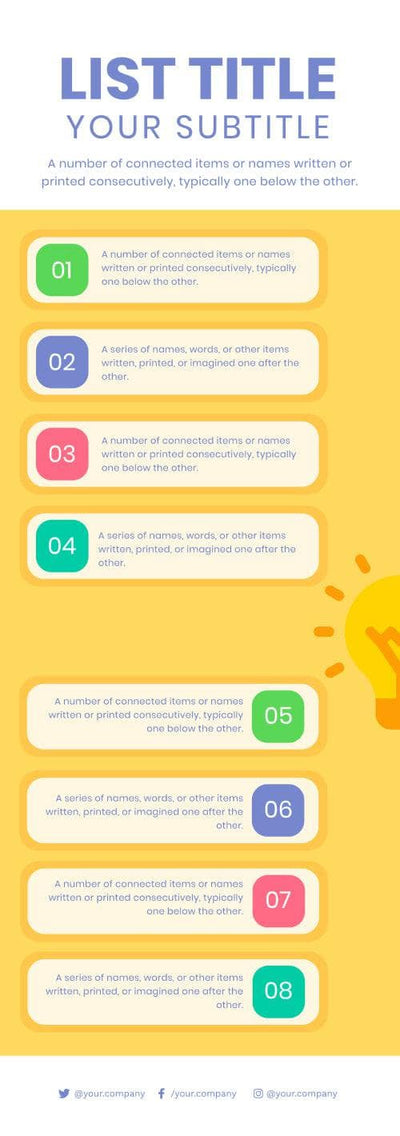 List-Infographics Infographics Yellow List Infographic Template powerpoint-template keynote-template google-slides-template infographic-template