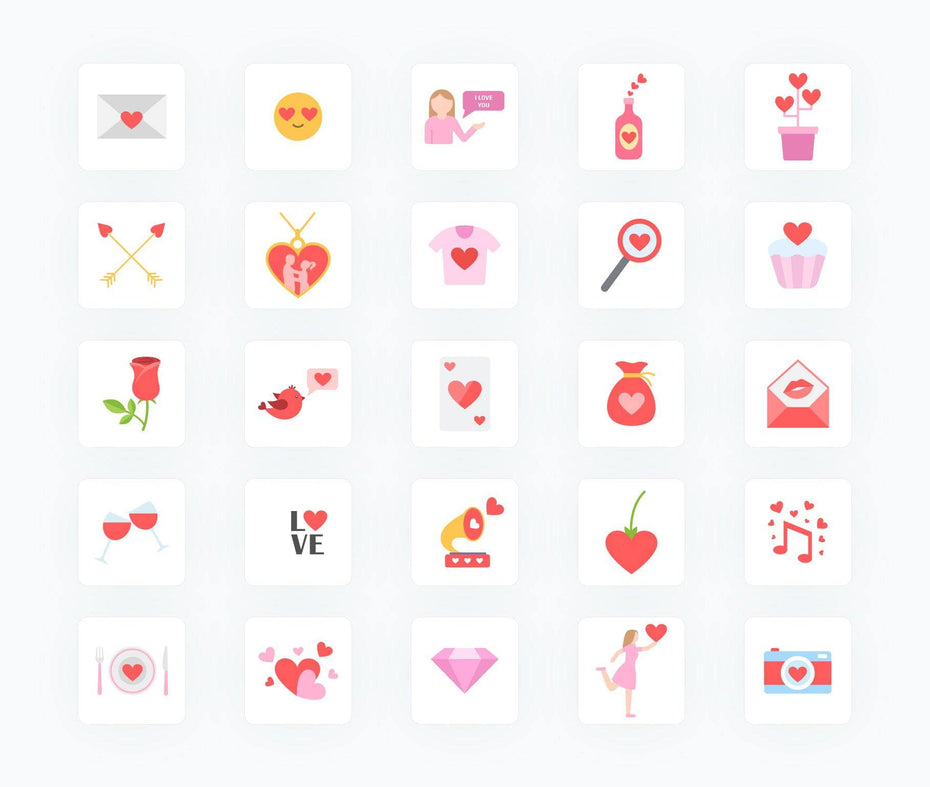 Love-Valentine-Flat-Vector-Icons Icons Love Valentine Flat Vector Icons S02142204 powerpoint-template keynote-template google-slides-template infographic-template