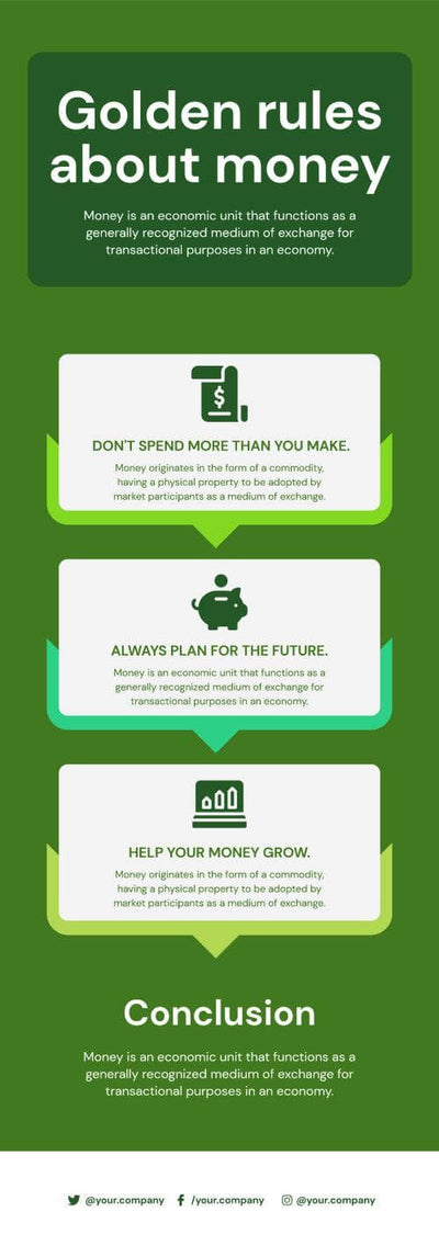 Money-and-Finances-Infographics Infographics Golden Rules About Money Infographic Template powerpoint-template keynote-template google-slides-template infographic-template
