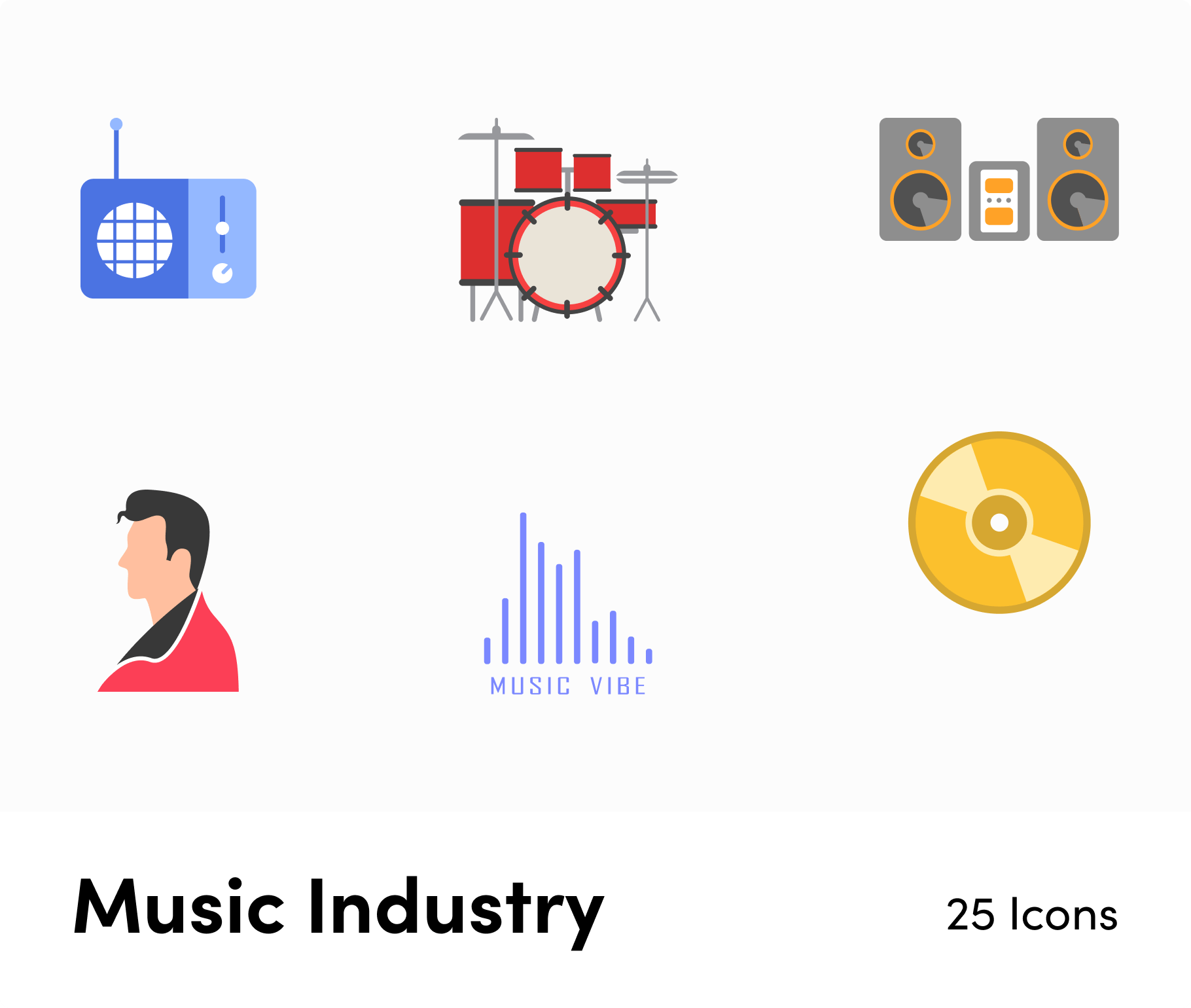 Music Industry-Flat-Vector-Icons Icons Music Industry Flat Vector Icons S12092101 powerpoint-template keynote-template google-slides-template infographic-template