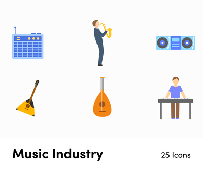 Music Industry-Flat-Vector-Icons Icons Music Industry Flat Vector Icons S12092102 powerpoint-template keynote-template google-slides-template infographic-template