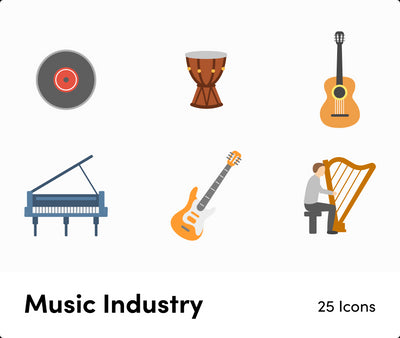 Music Industry-Flat-Vector-Icons Icons Music Industry Flat Vector Icons S12092103 powerpoint-template keynote-template google-slides-template infographic-template
