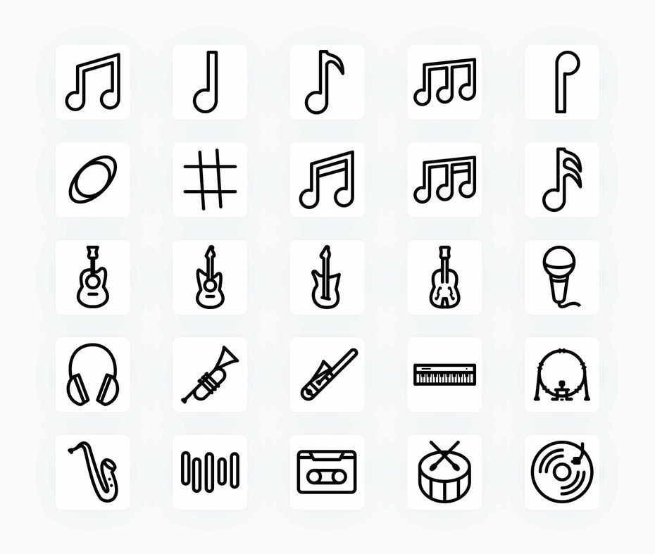 Music-Outline-Vector-Icons Icons Music Outline Vector Icons S12162101 powerpoint-template keynote-template google-slides-template infographic-template