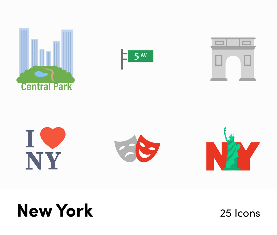 New York-Flat-Vector-Icons Icons New York Flat Vector Icons S12082101 powerpoint-template keynote-template google-slides-template infographic-template
