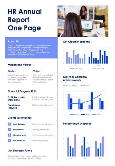 One-Pagers-Infographics Documents Light Purple Human Resources One Page Annual Report Document powerpoint-template keynote-template google-slides-template infographic-template