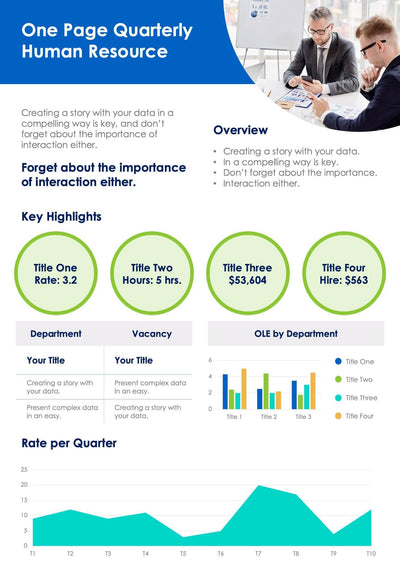 One-Pagers-Infographics Infographics Blue and Green Quarterly Human Resource One Page Summary Report Document powerpoint-template keynote-template google-slides-template infographic-template